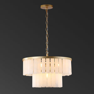 Safavieh KIANDRA 2-Tier Chandelier – Luxe Gold & White Marble Design for Ambient Lighting in Any Space CTL1020A