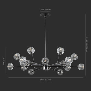 Safavieh BREYER Crystal Chandelier - Glamorous Retro Sputnik Design for Elegant Dining and Living Spaces Black CTL1023A