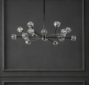 Safavieh BREYER Crystal Chandelier - Glamorous Retro Sputnik Design for Elegant Dining and Living Spaces Black CTL1023A