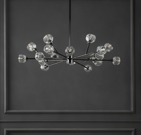 Safavieh BREYER Crystal Chandelier - Glamorous Retro Sputnik Design for Elegant Dining and Living Spaces Black CTL1023A
