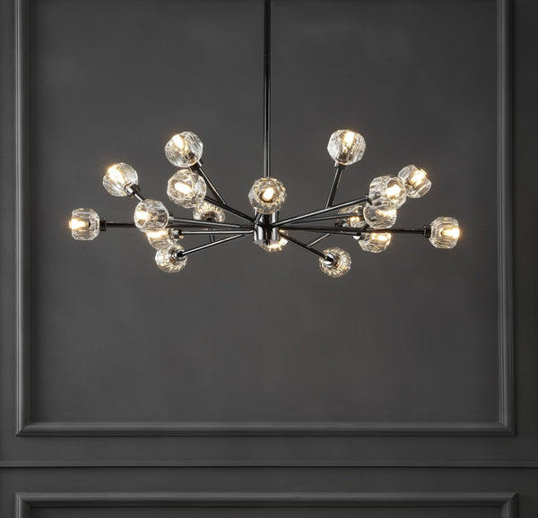 Safavieh BREYER Crystal Chandelier - Glamorous Retro Sputnik Design for Elegant Dining and Living Spaces Black CTL1023A