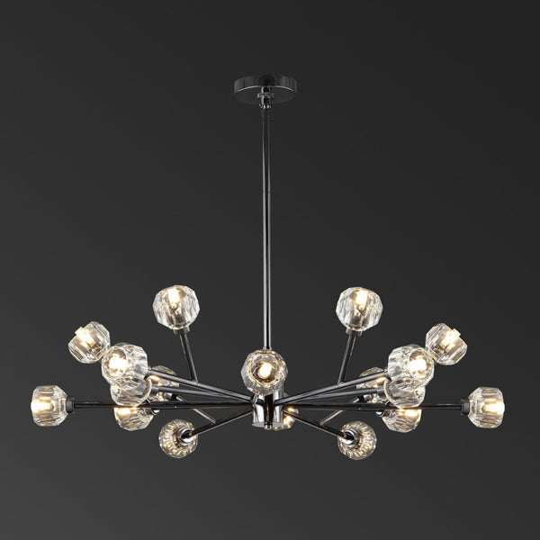 Safavieh BREYER Crystal Chandelier - Glamorous Retro Sputnik Design for Elegant Dining and Living Spaces Black CTL1023A