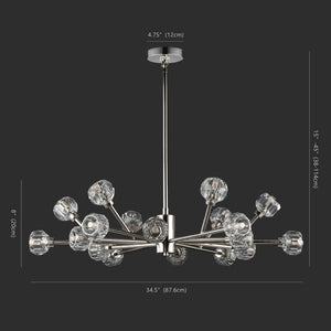 Safavieh BREYER Crystal Chandelier - Glamorous Retro Sputnik Design for Elegant Dining and Living Spaces Nickle CTL1023B