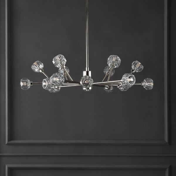 Safavieh BREYER Crystal Chandelier - Glamorous Retro Sputnik Design for Elegant Dining and Living Spaces Nickle CTL1023B