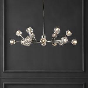 Safavieh BREYER Crystal Chandelier - Glamorous Retro Sputnik Design for Elegant Dining and Living Spaces Nickle CTL1023B