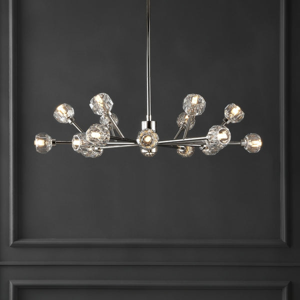 Safavieh BREYER Crystal Chandelier - Glamorous Retro Sputnik Design for Elegant Dining and Living Spaces Nickle CTL1023B