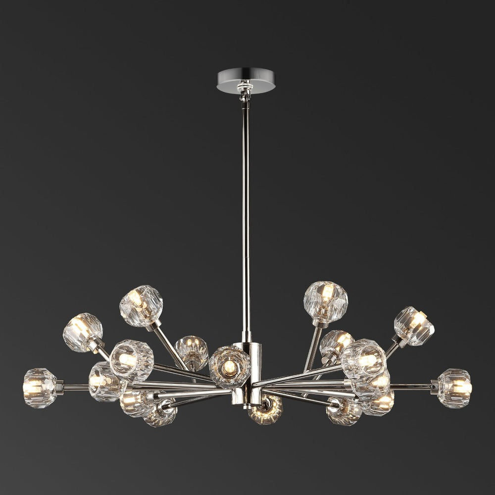 Safavieh BREYER Crystal Chandelier - Glamorous Retro Sputnik Design for Elegant Dining and Living Spaces Nickle CTL1023B