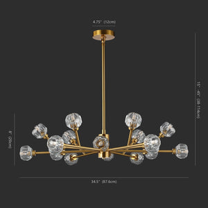 Safavieh BREYER Crystal Chandelier - Glamorous Retro Sputnik Design for Elegant Dining and Living Spaces Gold CTL1023C