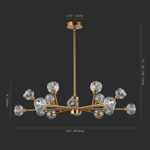 Safavieh BREYER Crystal Chandelier - Glamorous Retro Sputnik Design for Elegant Dining and Living Spaces Gold CTL1023C