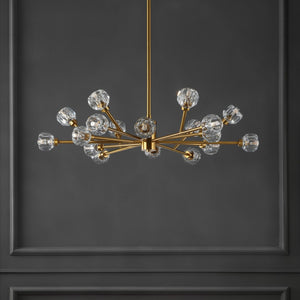 Safavieh BREYER Crystal Chandelier - Glamorous Retro Sputnik Design for Elegant Dining and Living Spaces Gold CTL1023C