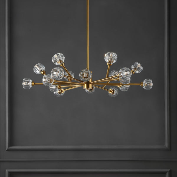 Safavieh BREYER Crystal Chandelier - Glamorous Retro Sputnik Design for Elegant Dining and Living Spaces Gold CTL1023C