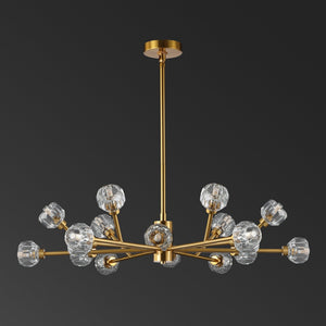 Safavieh BREYER Crystal Chandelier - Glamorous Retro Sputnik Design for Elegant Dining and Living Spaces Gold CTL1023C