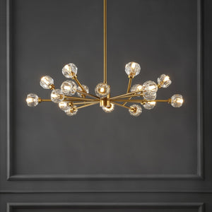 Safavieh BREYER Crystal Chandelier - Glamorous Retro Sputnik Design for Elegant Dining and Living Spaces Gold CTL1023C