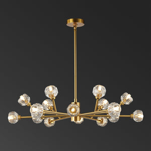 Safavieh BREYER Crystal Chandelier - Glamorous Retro Sputnik Design for Elegant Dining and Living Spaces Gold CTL1023C
