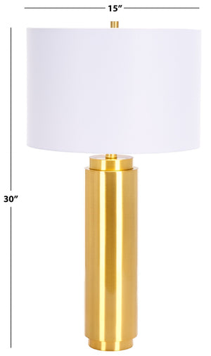 Safavieh TERRY Metal Pillar Table Lamp - Elegant Design for Modern & Classic Interiors, Perfect Ambient Lighting Gold / White CTL1025A