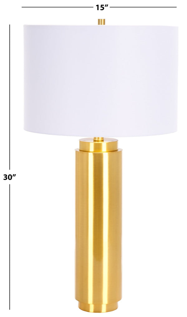 Safavieh TERRY Metal Pillar Table Lamp - Elegant Design for Modern & Classic Interiors, Perfect Ambient Lighting Gold / White CTL1025A