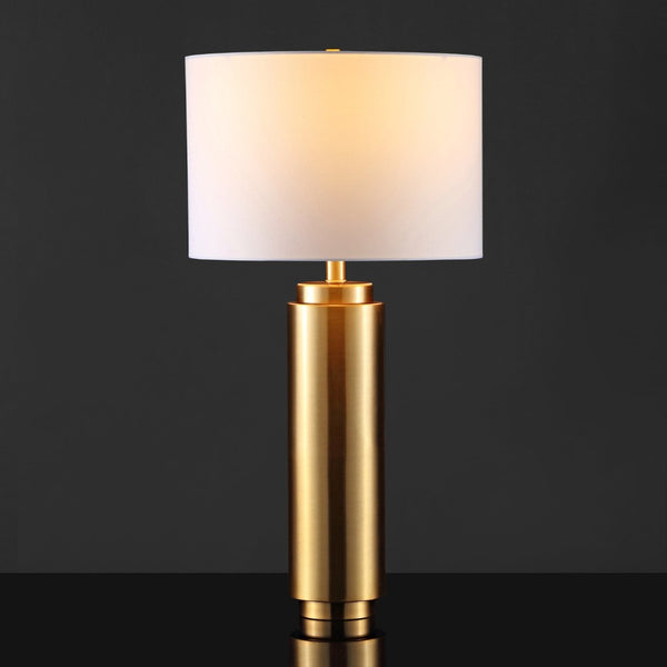 Safavieh TERRY Metal Pillar Table Lamp - Elegant Design for Modern & Classic Interiors, Perfect Ambient Lighting Gold / White CTL1025A