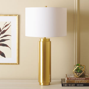 Safavieh TERRY Metal Pillar Table Lamp - Elegant Design for Modern & Classic Interiors, Perfect Ambient Lighting Gold / White CTL1025A