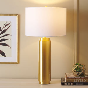 Safavieh TERRY Metal Pillar Table Lamp - Elegant Design for Modern & Classic Interiors, Perfect Ambient Lighting Gold / White CTL1025A