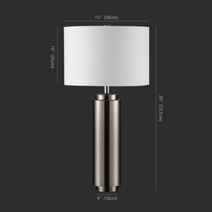 Safavieh TERRY Metal Pillar Table Lamp - Elegant Design for Modern & Classic Interiors, Perfect Ambient Lighting Nickel / White CTL1025B
