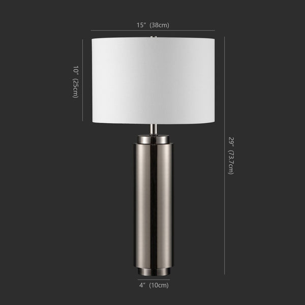 Safavieh TERRY Metal Pillar Table Lamp - Elegant Design for Modern & Classic Interiors, Perfect Ambient Lighting Nickel / White CTL1025B