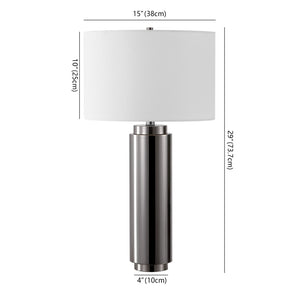 Safavieh TERRY Metal Pillar Table Lamp - Elegant Design for Modern & Classic Interiors, Perfect Ambient Lighting Nickel / White CTL1025B