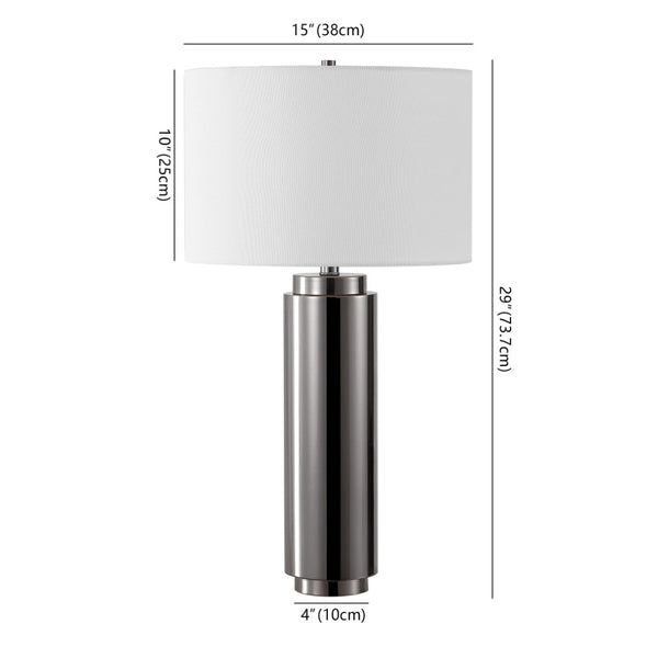 Safavieh TERRY Metal Pillar Table Lamp - Elegant Design for Modern & Classic Interiors, Perfect Ambient Lighting Nickel / White CTL1025B