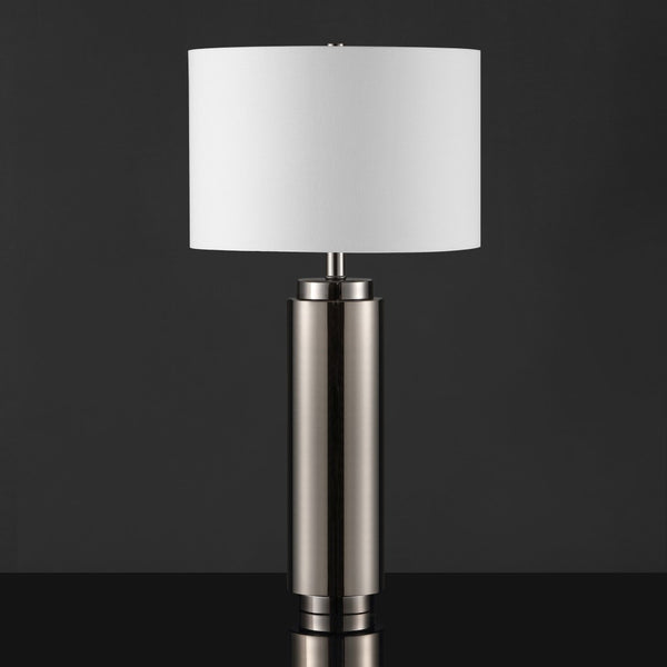 Safavieh TERRY Metal Pillar Table Lamp - Elegant Design for Modern & Classic Interiors, Perfect Ambient Lighting Nickel / White CTL1025B