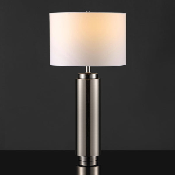 Safavieh TERRY Metal Pillar Table Lamp - Elegant Design for Modern & Classic Interiors, Perfect Ambient Lighting Nickel / White CTL1025B