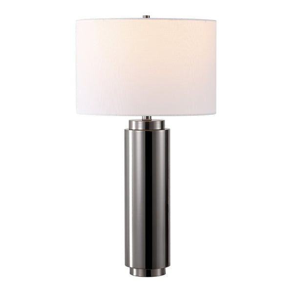 Safavieh TERRY Metal Pillar Table Lamp - Elegant Design for Modern & Classic Interiors, Perfect Ambient Lighting Nickel / White CTL1025B