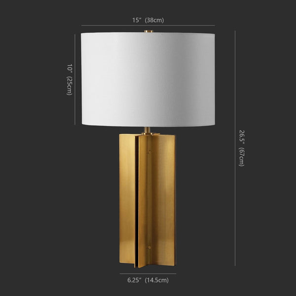 Safavieh ROLLINS Square Metal Table Lamp - Modern Black Nickel Base with Chic Fabric Shade for Stylish Spaces Gold / White CTL1026A