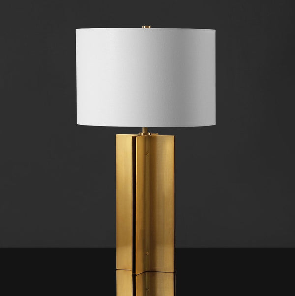 Safavieh ROLLINS Square Metal Table Lamp - Modern Black Nickel Base with Chic Fabric Shade for Stylish Spaces Gold / White CTL1026A