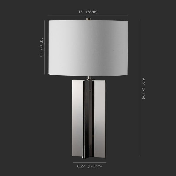 Safavieh ROLLINS Square Metal Table Lamp - Modern Black Nickel Base with Chic Fabric Shade for Stylish Spaces Nickel / White CTL1026B