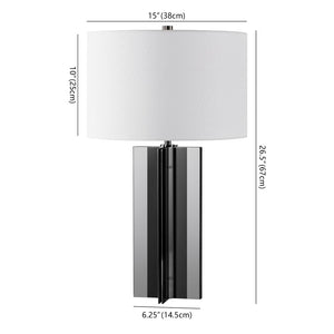 Safavieh ROLLINS Square Metal Table Lamp - Modern Black Nickel Base with Chic Fabric Shade for Stylish Spaces Nickel / White CTL1026B