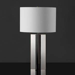 Safavieh ROLLINS Square Metal Table Lamp - Modern Black Nickel Base with Chic Fabric Shade for Stylish Spaces Nickel / White CTL1026B