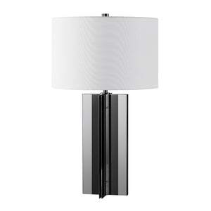 Safavieh ROLLINS Square Metal Table Lamp - Modern Black Nickel Base with Chic Fabric Shade for Stylish Spaces Nickel / White CTL1026B