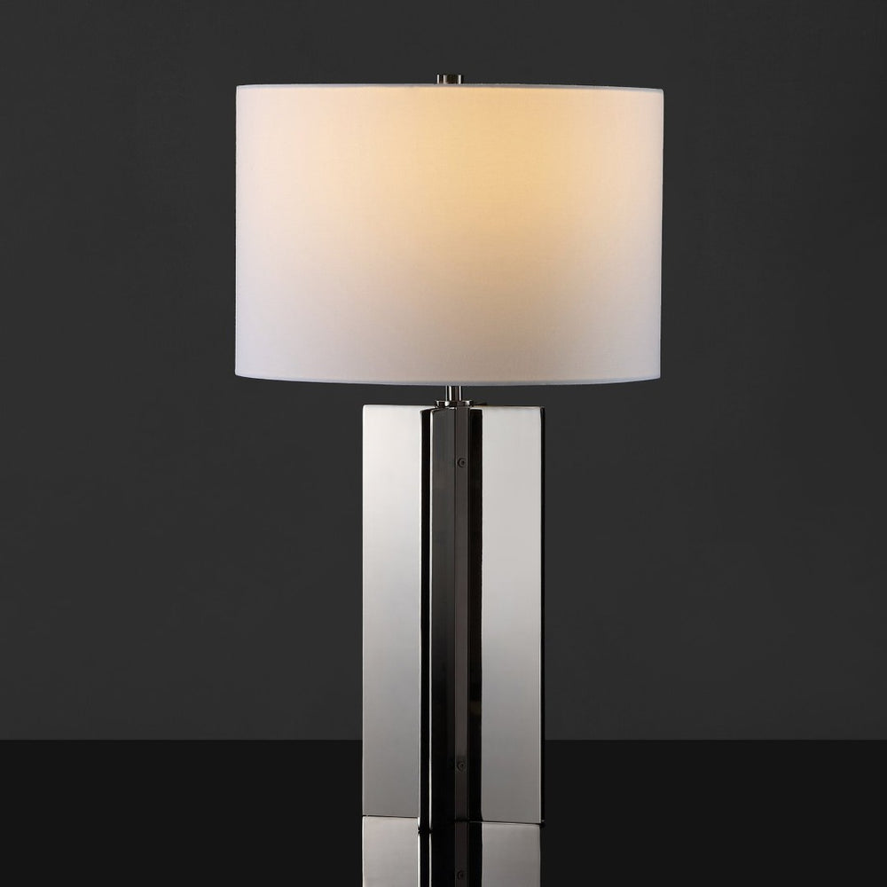 Safavieh ROLLINS Square Metal Table Lamp - Modern Black Nickel Base with Chic Fabric Shade for Stylish Spaces Nickel / White CTL1026B