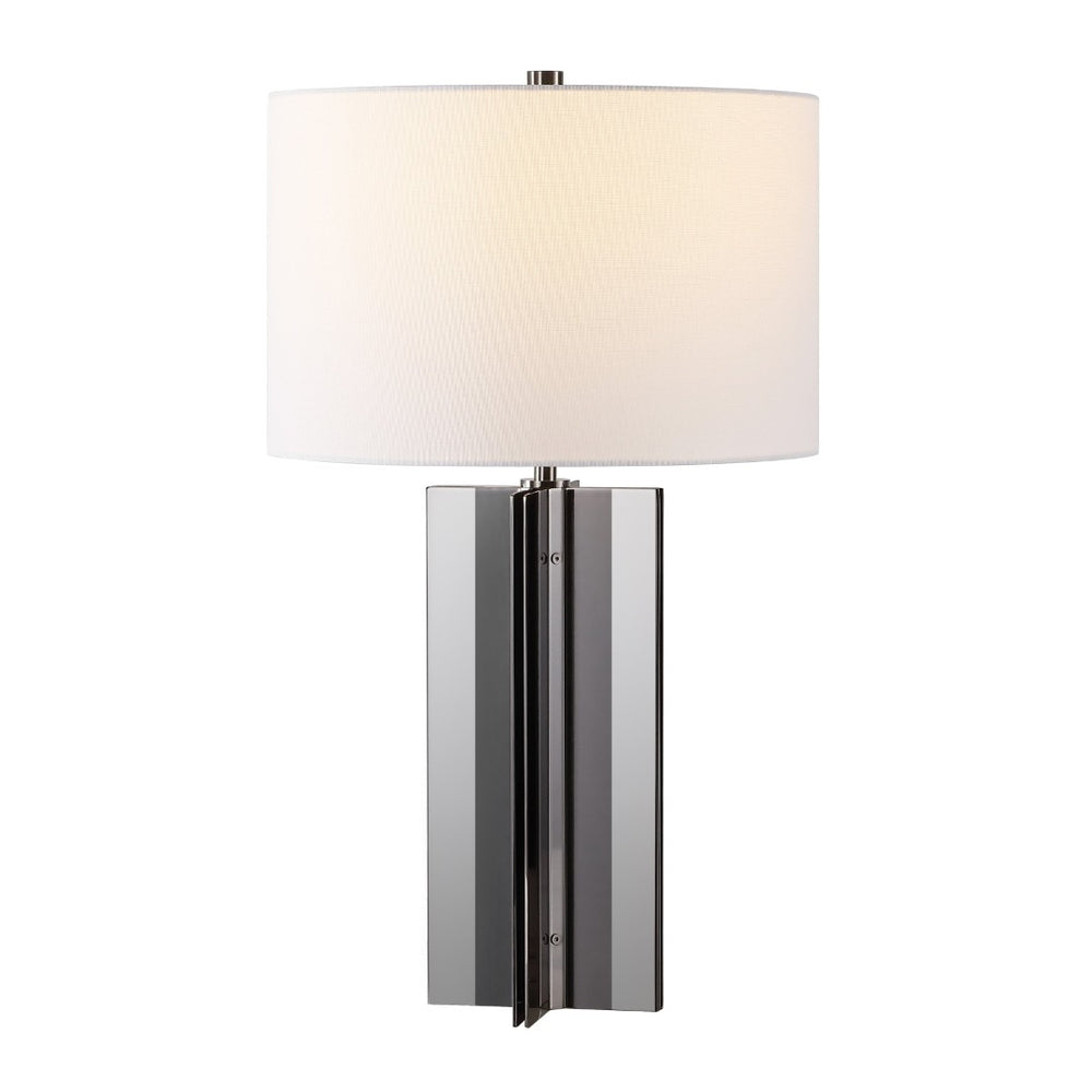Safavieh ROLLINS Square Metal Table Lamp - Modern Black Nickel Base with Chic Fabric Shade for Stylish Spaces Nickel / White CTL1026B