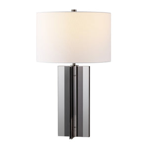 Safavieh ROLLINS Square Metal Table Lamp - Modern Black Nickel Base with Chic Fabric Shade for Stylish Spaces Nickel / White CTL1026B
