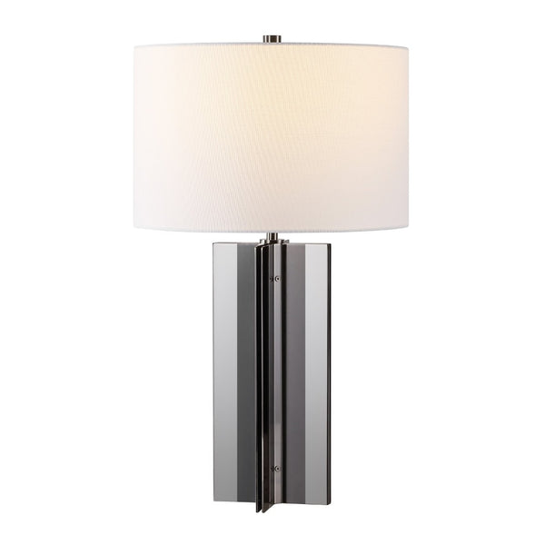 Safavieh ROLLINS Square Metal Table Lamp - Modern Black Nickel Base with Chic Fabric Shade for Stylish Spaces Nickel / White CTL1026B