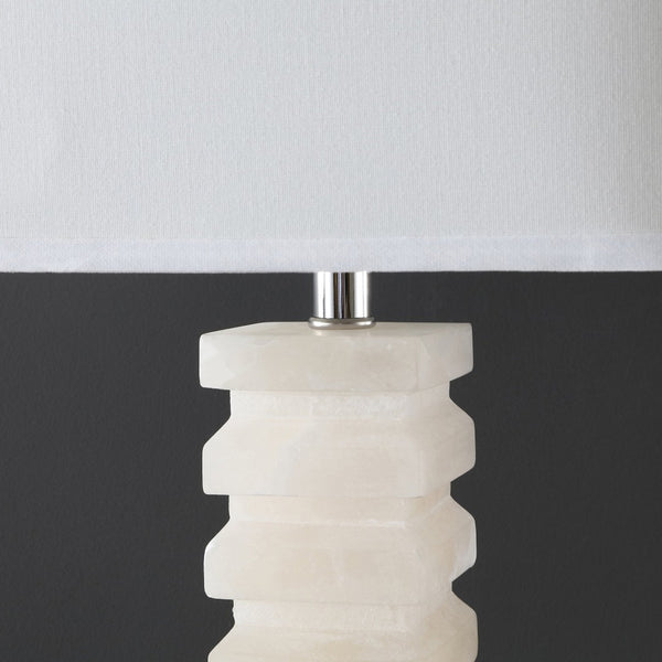 Safavieh ANITA Alabaster Table Lamp - Elegant White Lighting with Sculptural Design for Any Interior Space CTL1028A