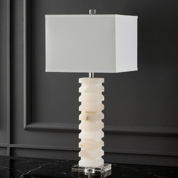 Safavieh ANITA Alabaster Table Lamp - Elegant White Lighting with Sculptural Design for Any Interior Space CTL1028A