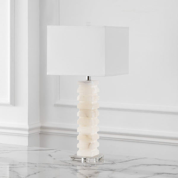 Safavieh ANITA Alabaster Table Lamp - Elegant White Lighting with Sculptural Design for Any Interior Space CTL1028A