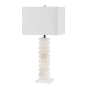 Safavieh ANITA Alabaster Table Lamp - Elegant White Lighting with Sculptural Design for Any Interior Space CTL1028A