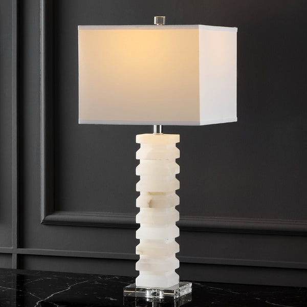 Safavieh ANITA Alabaster Table Lamp - Elegant White Lighting with Sculptural Design for Any Interior Space CTL1028A
