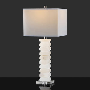 Safavieh ANITA Alabaster Table Lamp - Elegant White Lighting with Sculptural Design for Any Interior Space CTL1028A