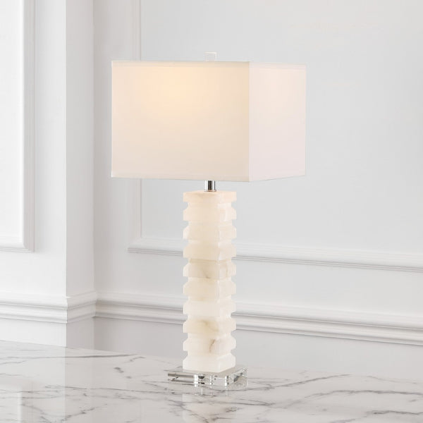 Safavieh ANITA Alabaster Table Lamp - Elegant White Lighting with Sculptural Design for Any Interior Space CTL1028A
