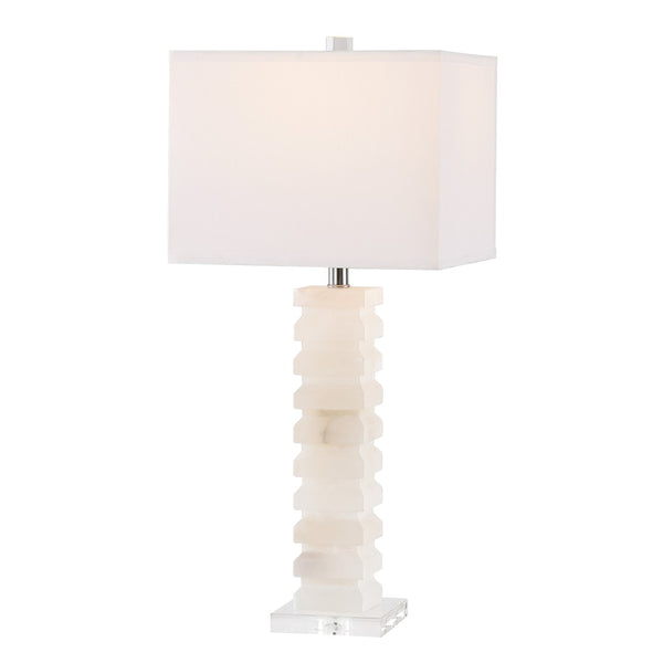 Safavieh ANITA Alabaster Table Lamp - Elegant White Lighting with Sculptural Design for Any Interior Space CTL1028A