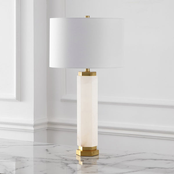 Safavieh LYNSEY Alabaster Table Lamp – Luxurious Gold & White Design for Elegant Ambient Lighting in Any Room CTL1031A