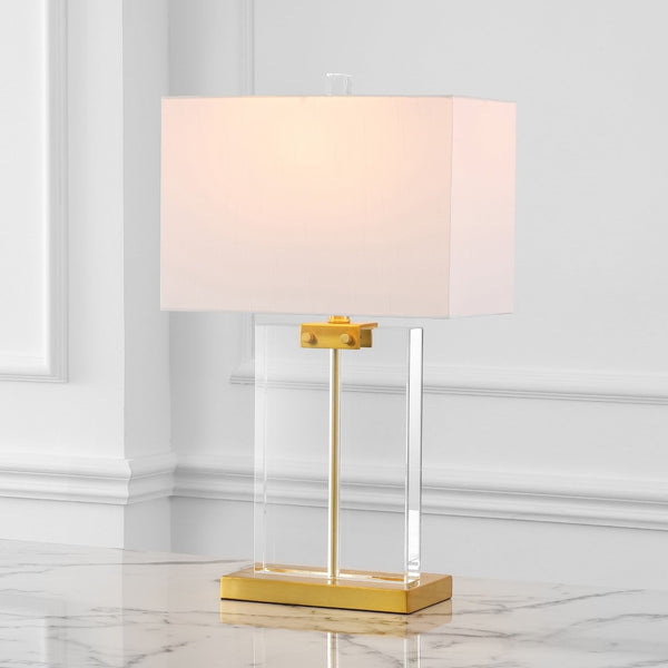 Safavieh MADDOCK Crystal Table Lamp - Elegant Clear & Gold Design for Timeless Home Décor & Ambient Lighting CTL1033A